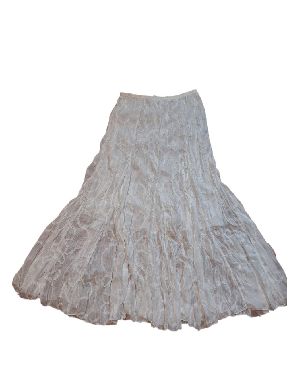 Rafael Pure White Crinkled Lined Maxi Skirt Ladies Small Summer Fairycore Hippie